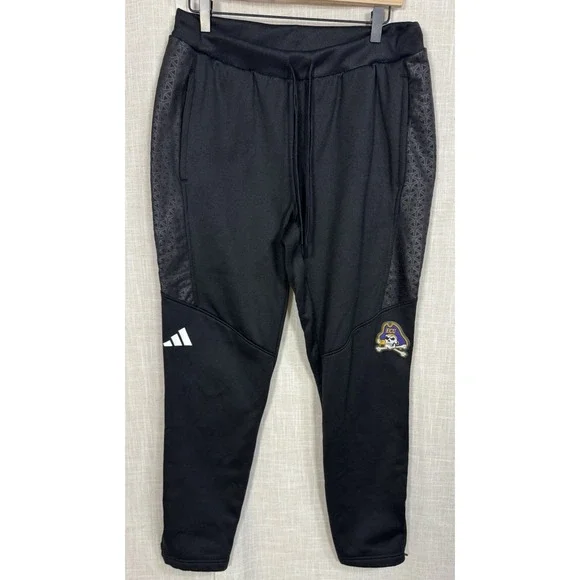 Adidas East Carolina Pirates ECU Purple Black Joggers Pants Shirt Men's L Large - Picture 10 of 12